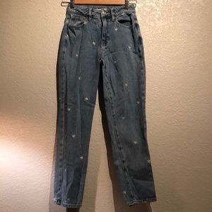 Pacsun mom jeans white daisies